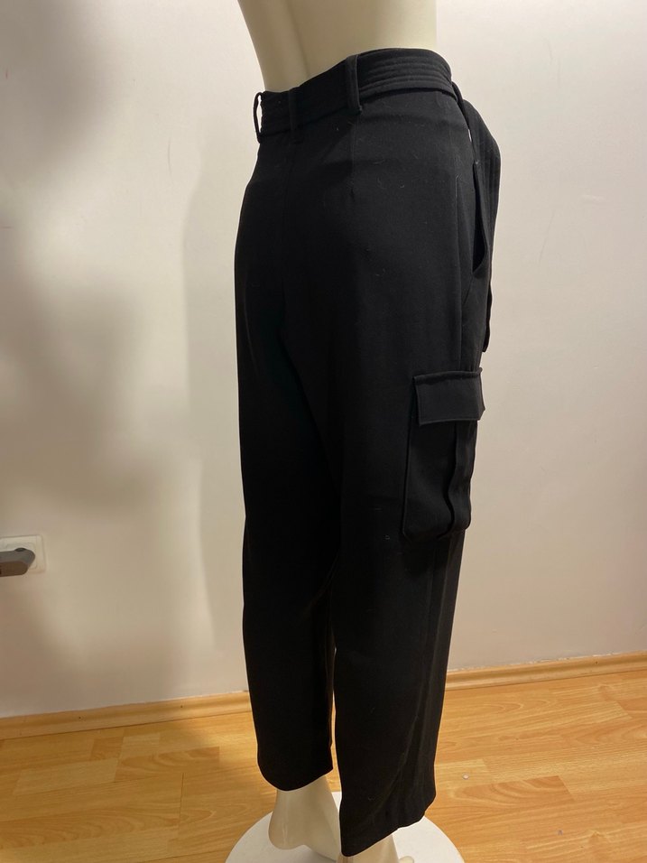 Siyah Kemerli Kadın Kumaş Pantolon - Görsel 4