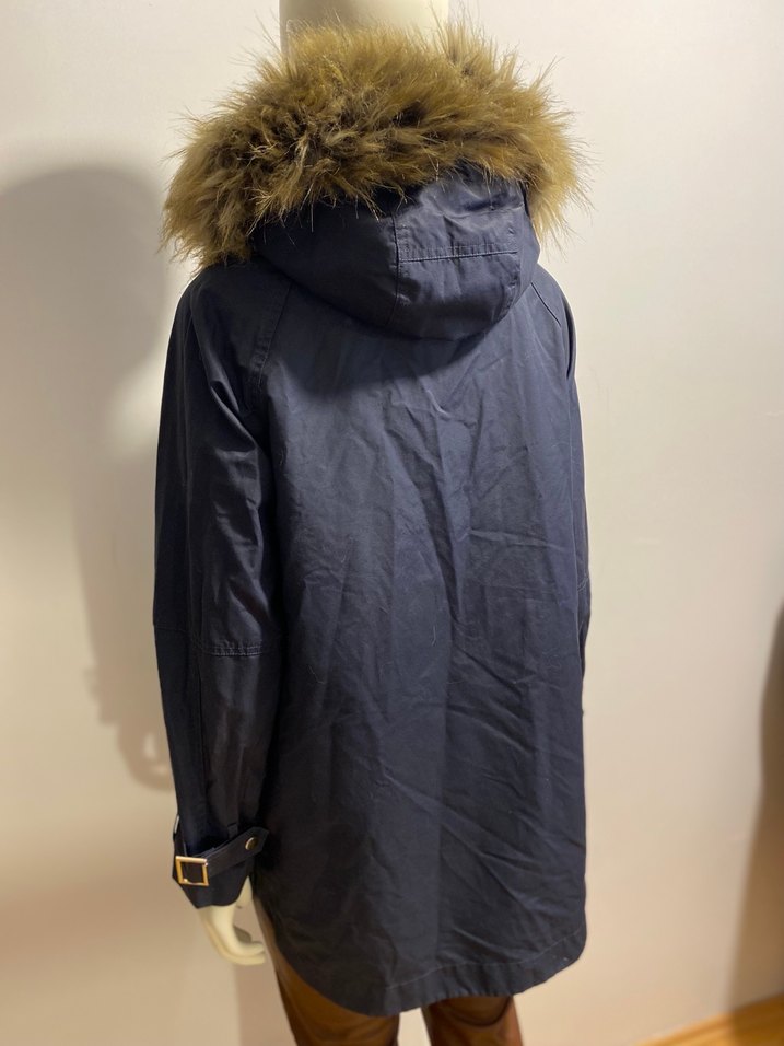 Sokak Stili Lacivert Kürklü Kadın Mont - Görsel 2