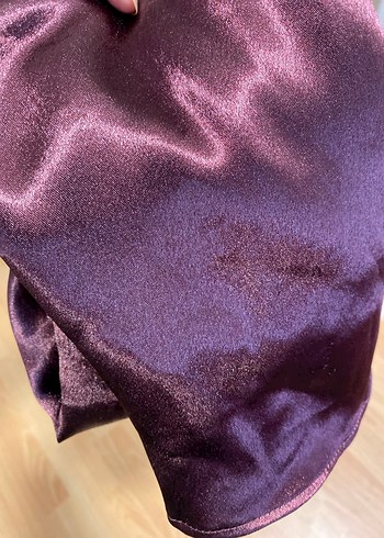 Bordo Uzun Saten Etek - Görsel 6