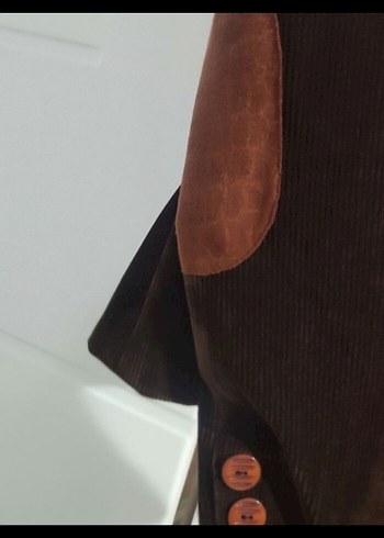 m Beden Düğmeli Kahverengi Süet Kadın Blazer Ceket
