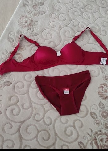 Bordo Midi Sütyen ve Külot Takımı