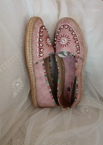 Pembe Nakışlı Boncuklu Espadril - Görsel 2