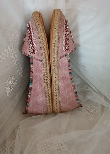 Pembe Nakışlı Boncuklu Espadril - Görsel 4