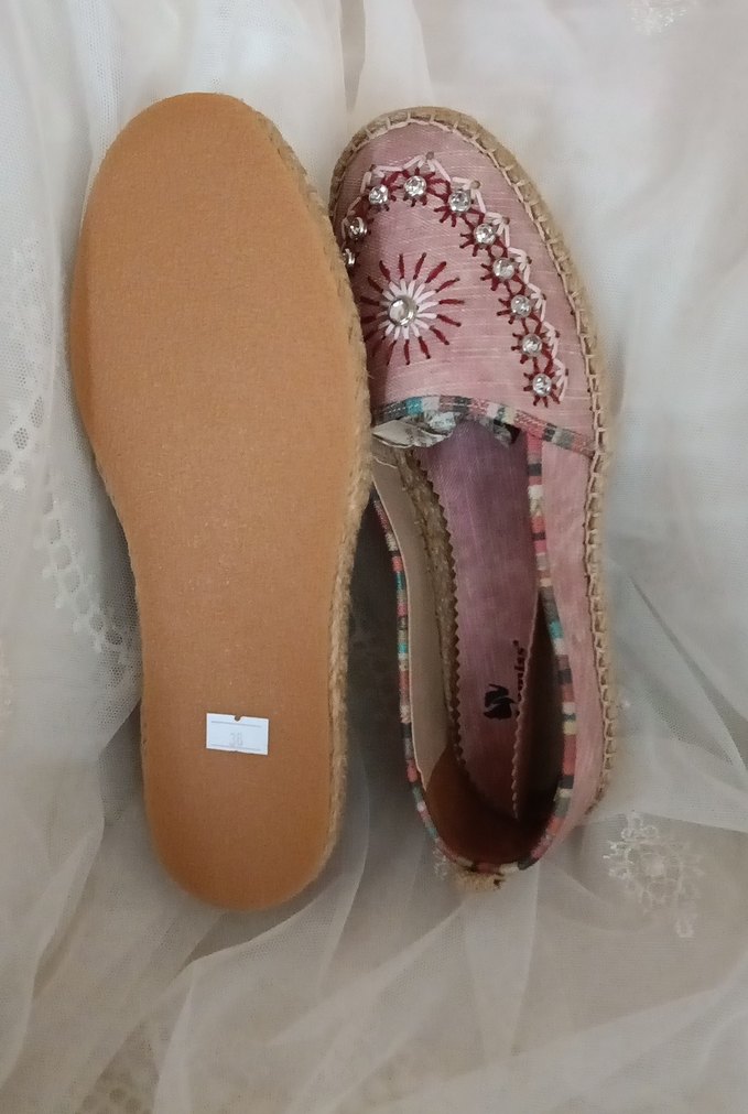 Pembe Nakışlı Boncuklu Espadril - Görsel 3