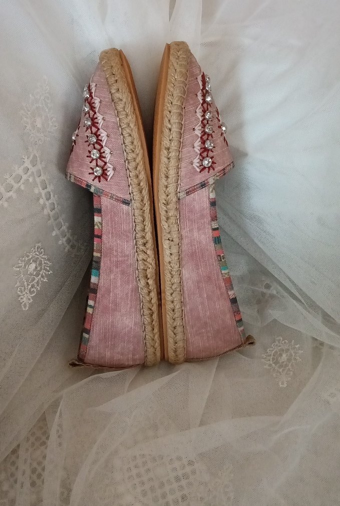 Pembe Nakışlı Boncuklu Espadril - Görsel 4