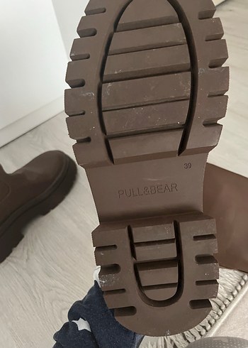 Pull and Bear Kahverengi Deri Kadın Diz Boyu Çizme