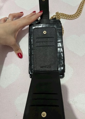 Diğer Zincir Detaylı Siyah Telefon cüzdan çantası