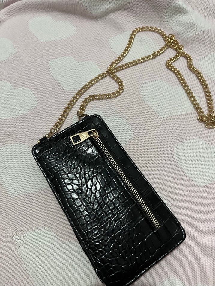 Zincir Detaylı Siyah Telefon cüzdan çantası - Görsel 2