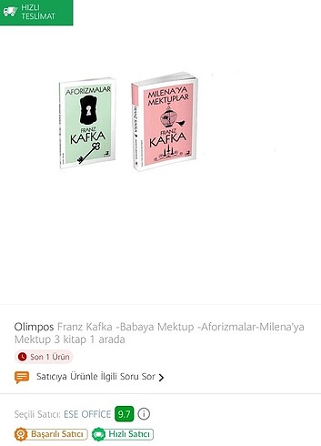 Milena'ya Mektuplar (Franz Kafka) ve Aforizmalar