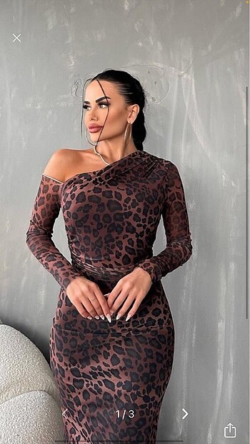 s Beden Leopar elbise
