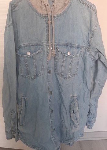 Düğmeli Uzun Kollu Midi Denim Ceket