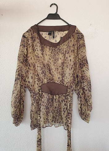 Mango sifon gömlek leopar desenli