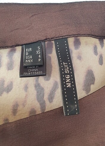 s Beden Mango sifon gömlek leopar desenli