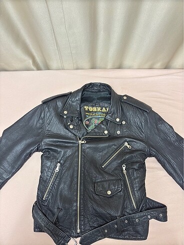 Diğer vintage biker hakiki deri ceket