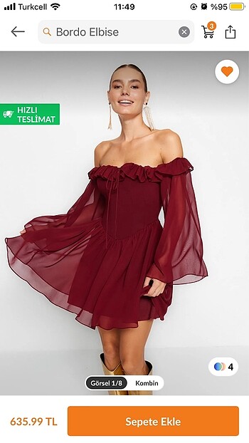 Trendyolmilla bordo elbise