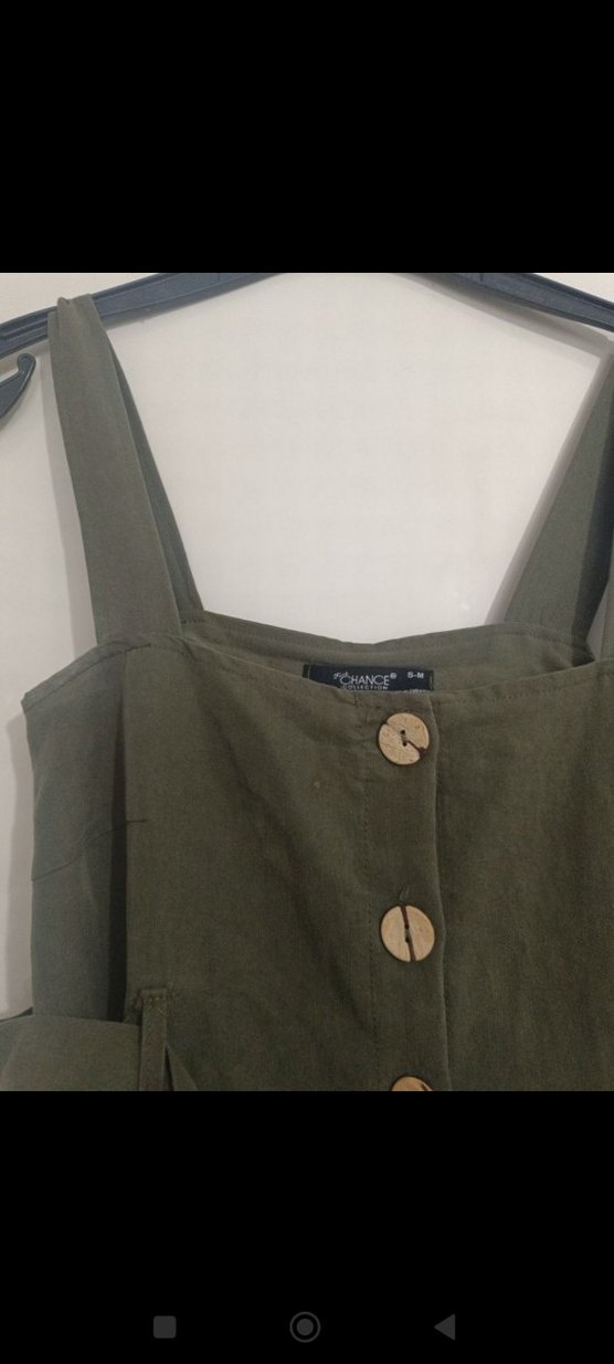 Kadın Keten Uzun Askılı Düğmeli Elbise - Görsel 3