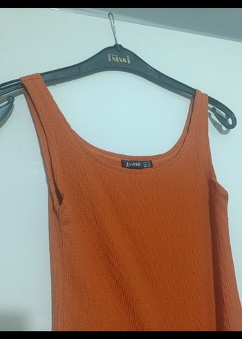 Sade kiremit rengi Uzun Kadın Elbise - Görsel 3