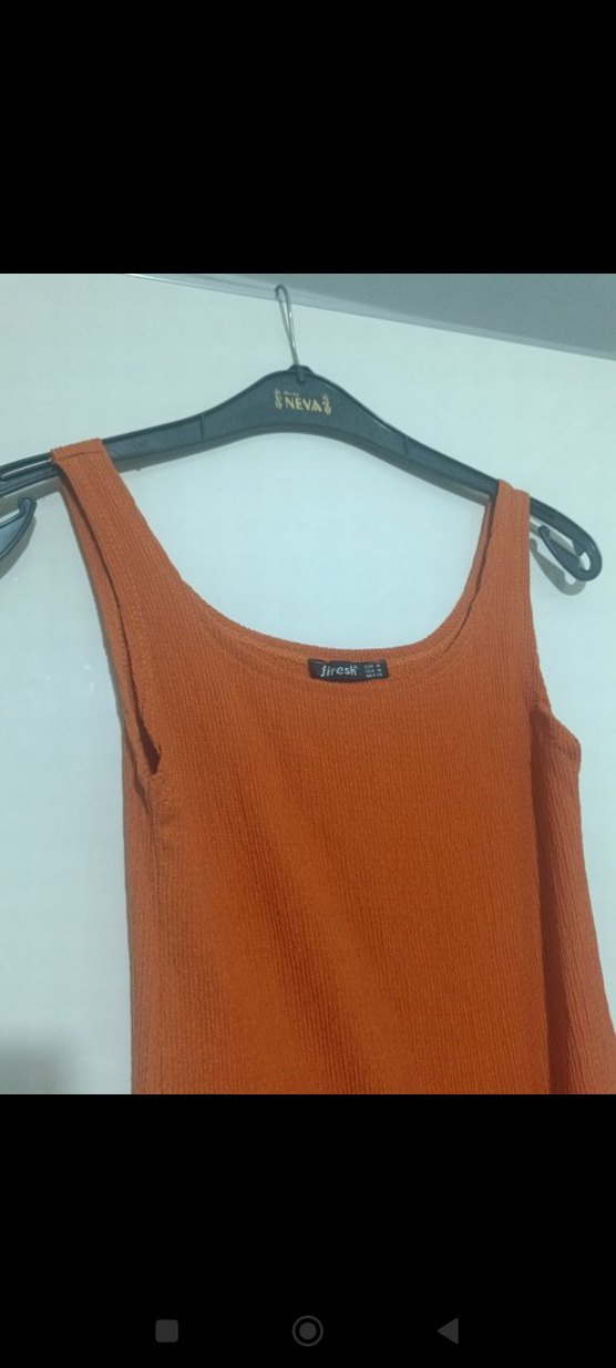 Sade kiremit rengi Uzun Kadın Elbise - Görsel 3