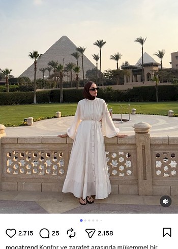 Uzun Beyaz Bohem Salaş Elbise - Görsel 5