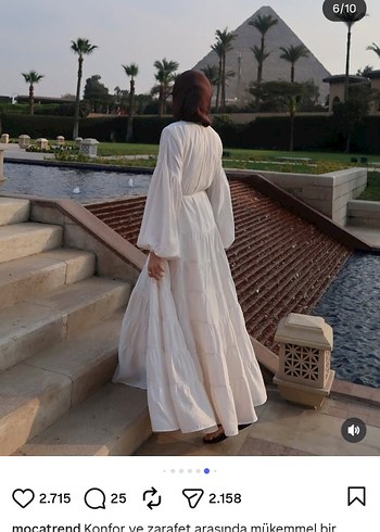 Uzun Beyaz Bohem Salaş Elbise - Görsel 2