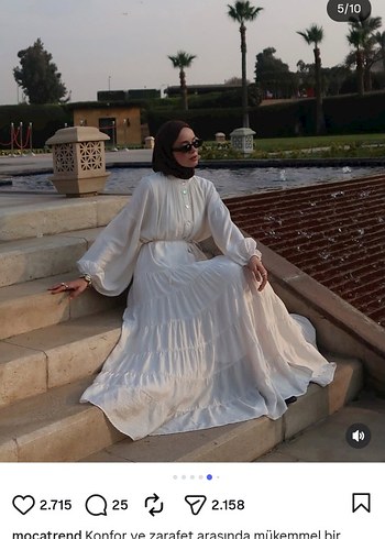 Uzun Beyaz Bohem Salaş Elbise - Görsel 6