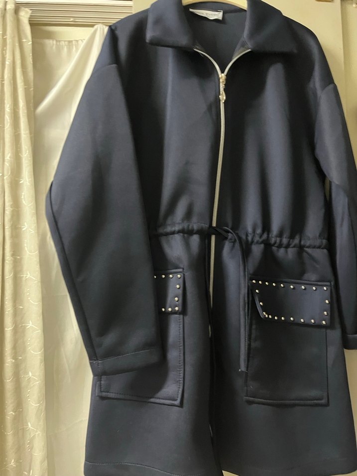 Siyah Deri Uzun Fermuarlı Kadın Kaban - Görsel 2