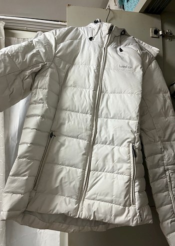 Kadın Beyaz Midi Kışlık Fermuarlı Mont - Görsel 2