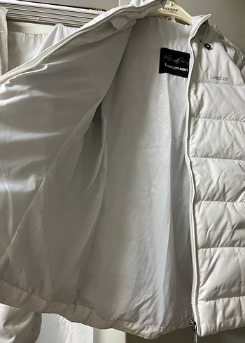 Kadın Beyaz Midi Kışlık Fermuarlı Mont - Görsel 5