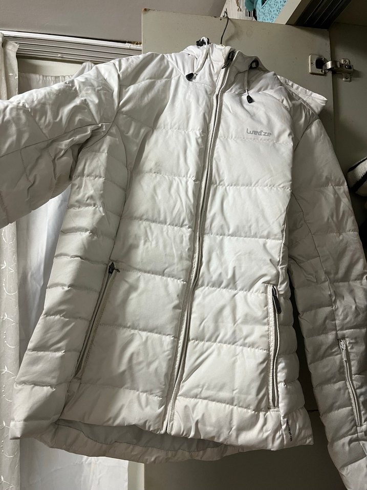 Kadın Beyaz Midi Kışlık Fermuarlı Mont - Görsel 2