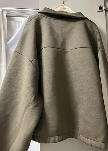 Haki Yüksek Yakalı Fermuarlı Sweatshirt - Görsel 5
