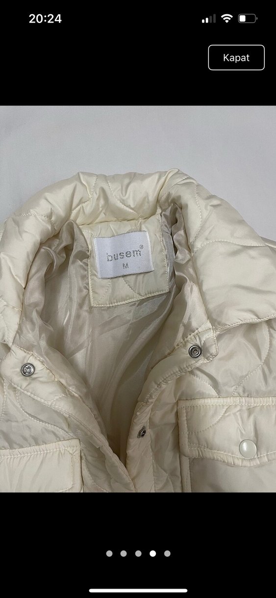 Düğmeli Beyaz Midi Kadın Ceket - Görsel 4