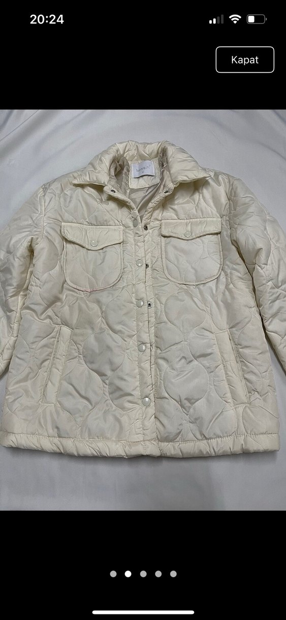 Düğmeli Beyaz Midi Kadın Ceket - Görsel 2