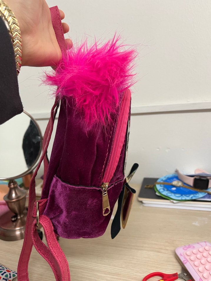 Renkli Kürklü Rock Punk Kız Çanta - Görsel 2