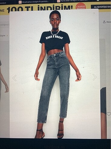 xs Beden gri Renk Straight jean