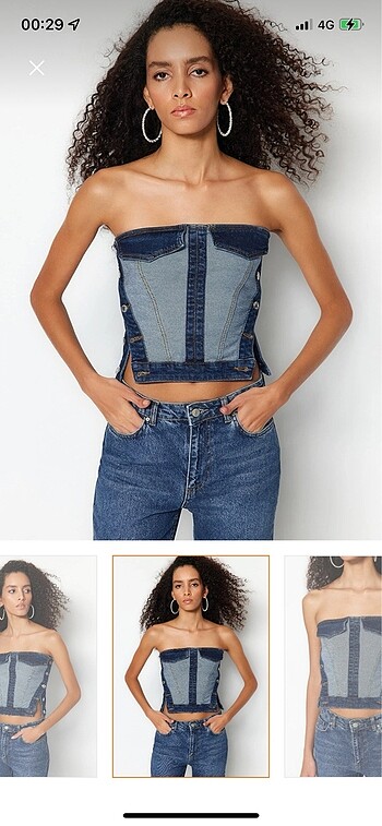 Trendyolmilla mavi denim büstiyer