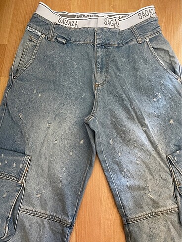38 Beden Sagaza studio beli lastikli denim jeans