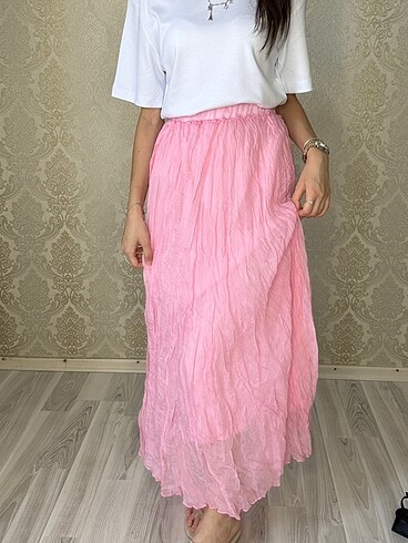 Zara KIRIŞIK MODEL PEMBE ETEK