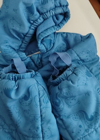 Mavi Kapüşonlu Bebek Tulum Astronot Mont - Görsel 3