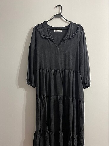 Zara midi boy siyah elbise