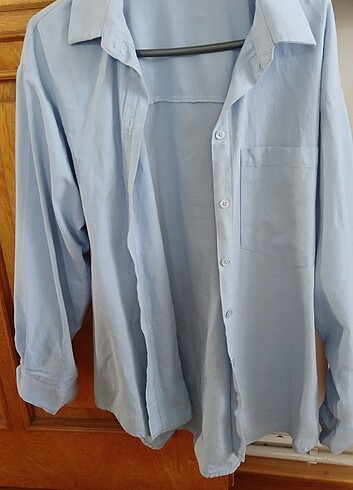 Defacto Defacto Oversize Fit Poplin Oxford Uzun Kollu Mavi Gömlek