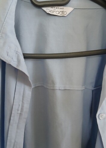 s Beden Defacto Oversize Fit Poplin Oxford Uzun Kollu Mavi Gömlek