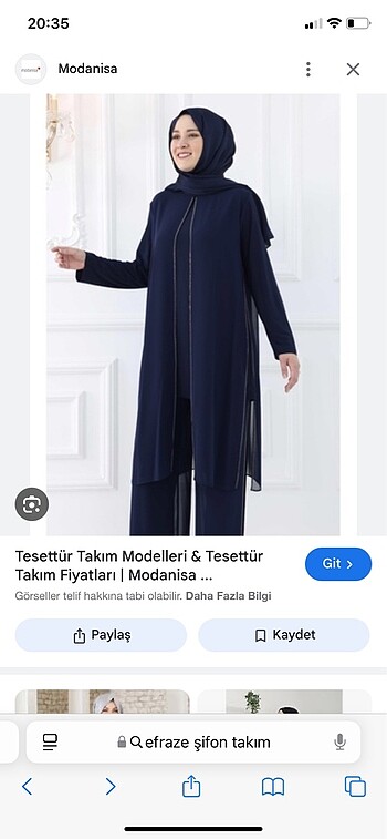 Tesettür lacivert şifon takım