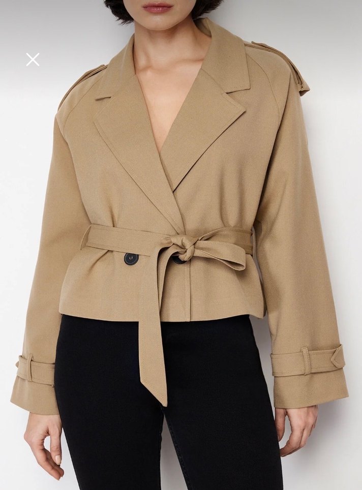 Bej Kadın Kemerli Midi Trençkot - Görsel 4