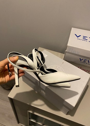 Beyaz Stiletto Topuklu Kadın Abiye Ayakkabı - Görsel 5