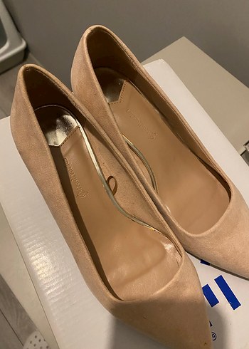 Pudra Süet Kadın Kısa Topuklu Stiletto - Görsel 2