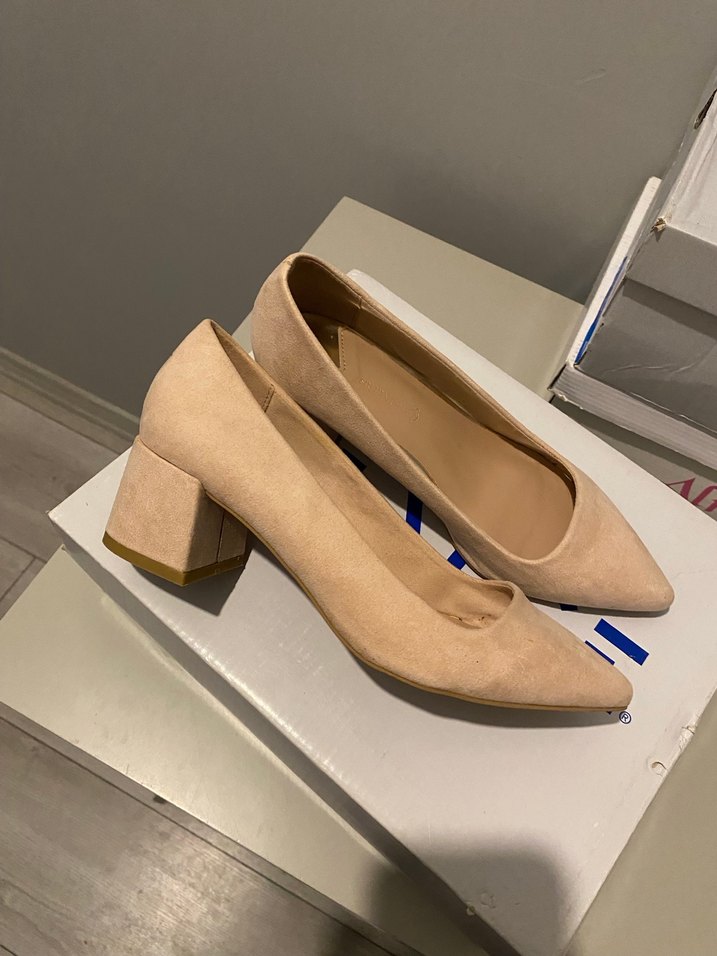 Pudra Süet Kadın Kısa Topuklu Stiletto - Görsel 4