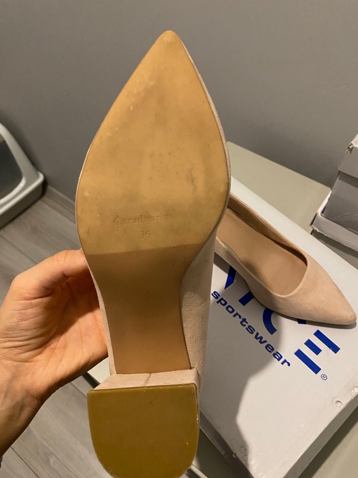Pudra Süet Kadın Kısa Topuklu Stiletto - Görsel 3