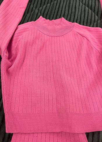 Pembe Fitilli Uzun Kollu Triko Elbise - Görsel 2