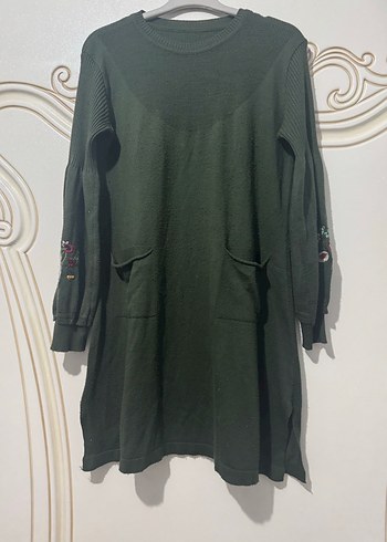 Nakışlı Uzun Kollu Salaş Triko Kazak - Görsel 2