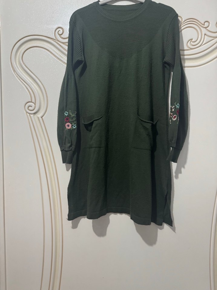 Nakışlı Uzun Kollu Salaş Triko Kazak - Görsel 5